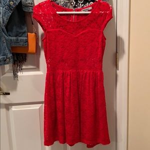 Red lace skater dress, size small, never worn